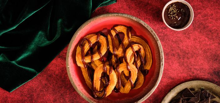 AVIKO Churros with chocolate caramel and anise